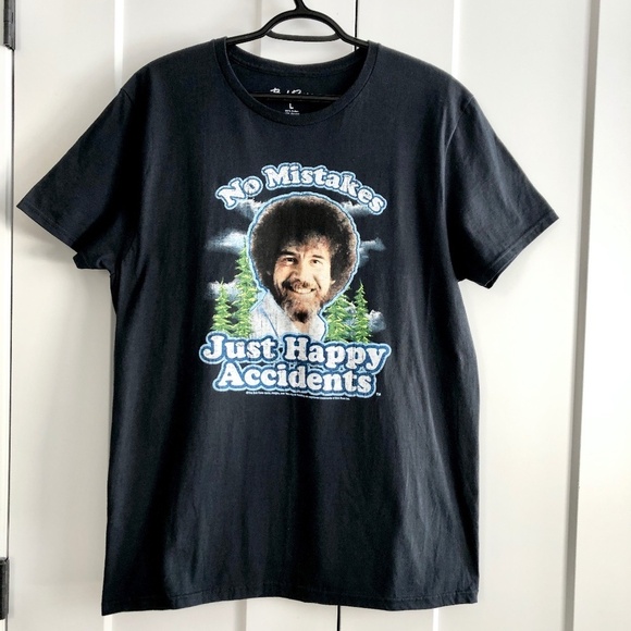 Bob Ross Other - Bob Ross, Happy Accidents, Graphic T Shirt, Size L, Black, New No Tags